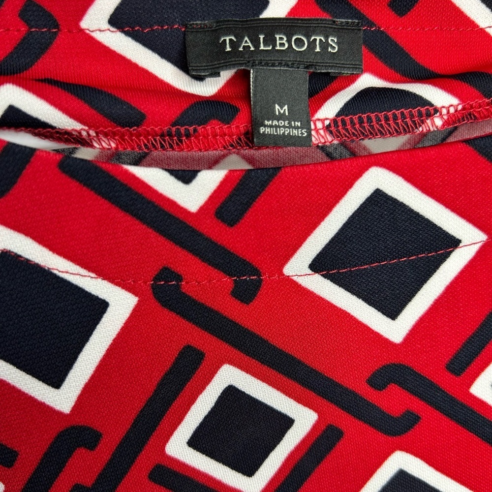 Talbots Red and Black Geometric Pattern Dress SZ Medium Business Woman, Elegant - Picture 4 of 5